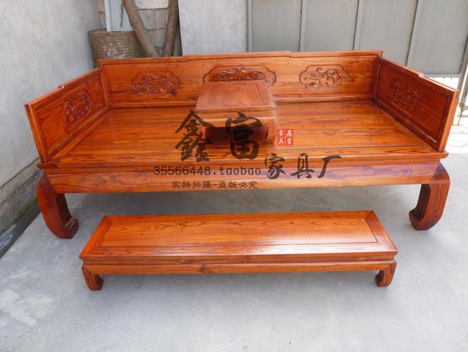 廠家供應 中式仿古實木花梨色臥室家具雙人羅漢床/榆木貴妃榻批發(fā)
