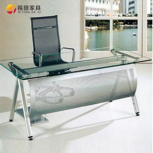 錫田家具 鋼木鋼化玻璃簡約現(xiàn)代 xt-blqt-009辦公桌