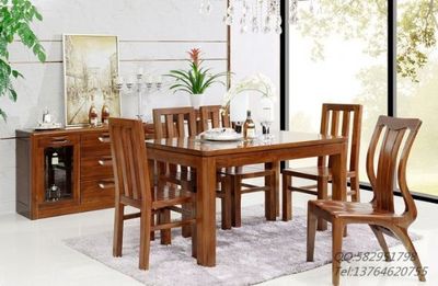 上海柚木家具工廠定制 現(xiàn)代中式客廳全實(shí)木柚木餐桌椅酒柜組合純實(shí)木餐邊柜