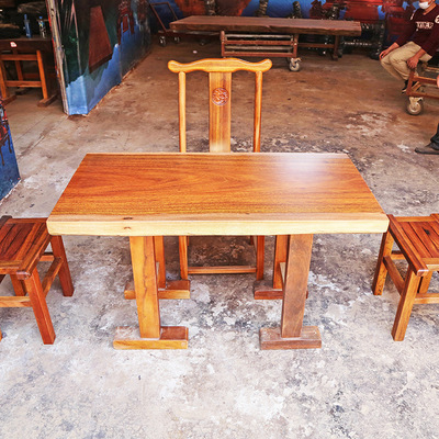 工廠定制 奧坎實木茶幾 中式仿古客廳家具 奧坎實木大板茶桌批發(fā)