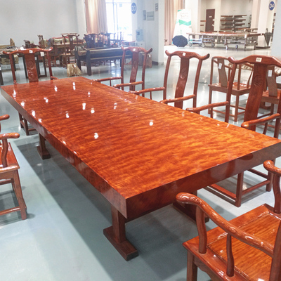 廣西黑檀巴花大板書桌實木大板餐桌奧坎木原木家具批發(fā)工廠